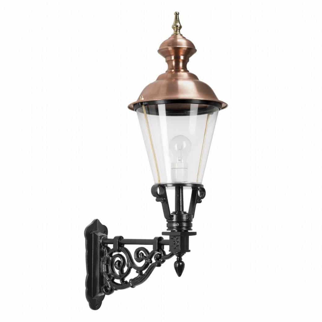 Væglampen Marken. klassiske lamper med kobbertop. Sekskanted, firkantede messinglamper